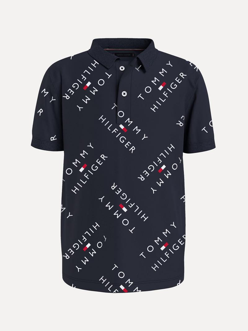 Fiú Tommy Hilfiger Logo Polos Sötétkék | HU 2151VRW